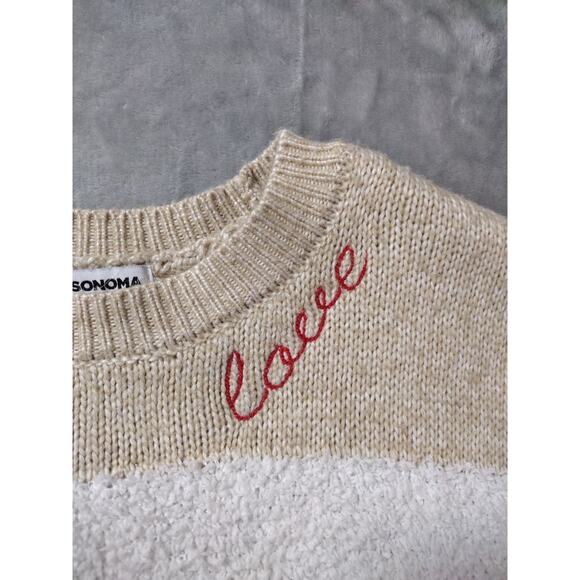 Beige White Striped Woman’s XL Parisian French Cozy Sweater Lauren Lane Sonoma - Picture 3 of 10